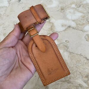Vintage Louis Vuitton Vachetta Leather Luggage Tag & Poignet